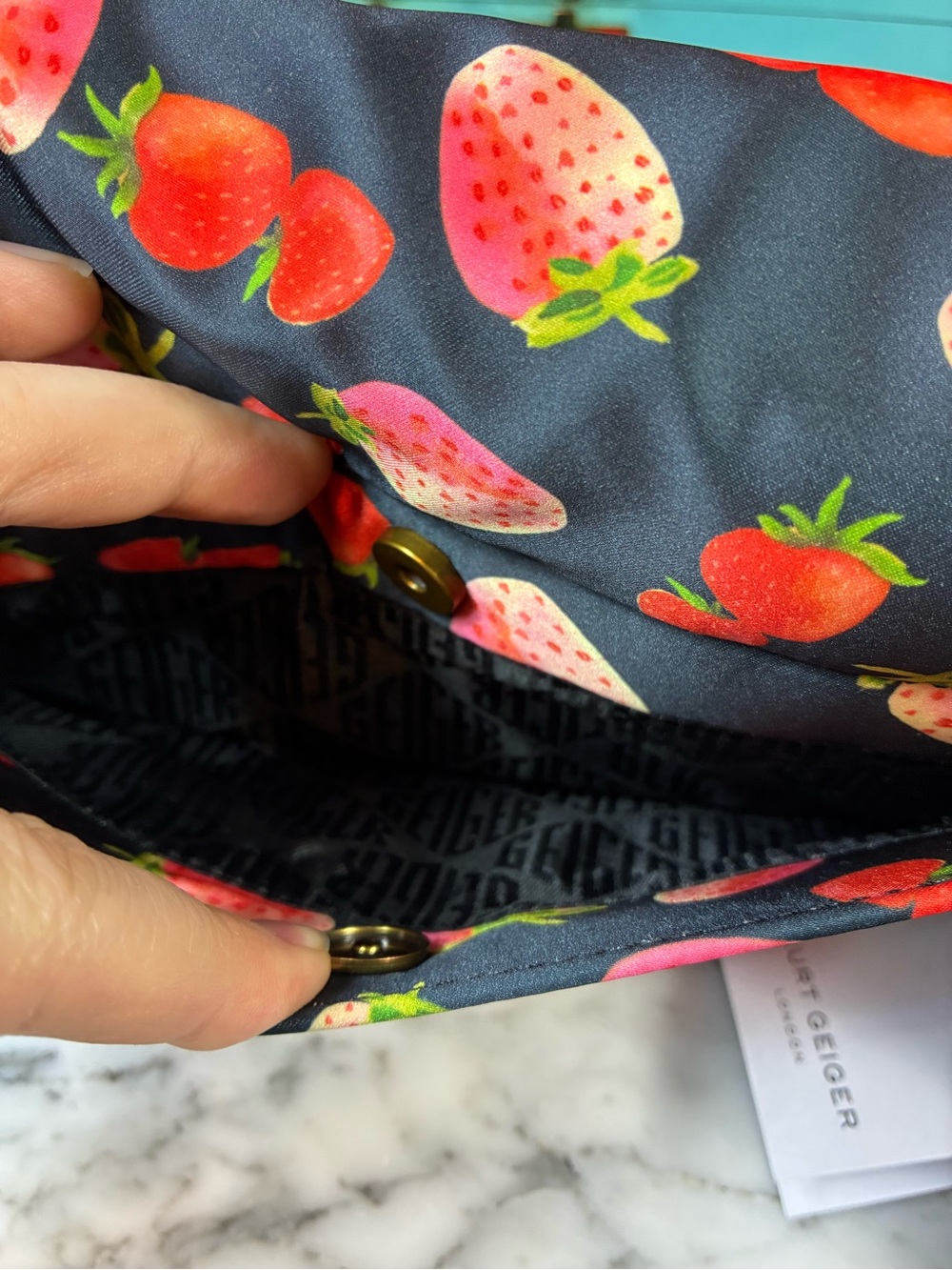 Kurt Geiger Strawberry Portobello Nylon Flap Bag - NWT 🍓 - Picture 6 of 11